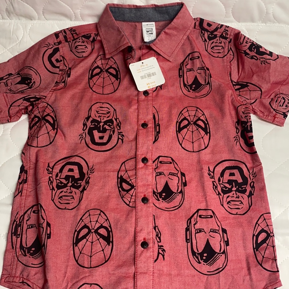 Marvel superhero button up shirt